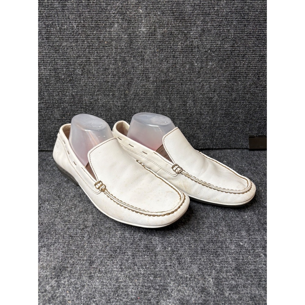 Rockport Mens White Washable Leather Loafers Moc Toe Slip On Shoes 8.5M APM27327